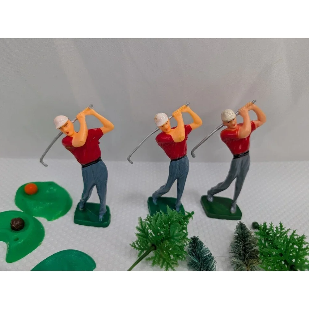Plastic Golfer Golf Clubs Flags Greens Vintage Lot Cake Toppers